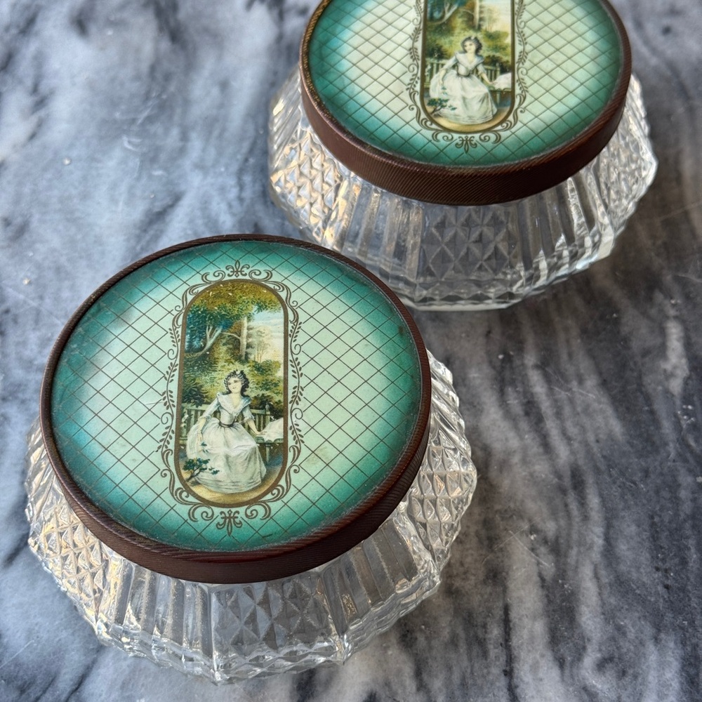 Victorian Glass Powder Jars - Picture 3 of 6